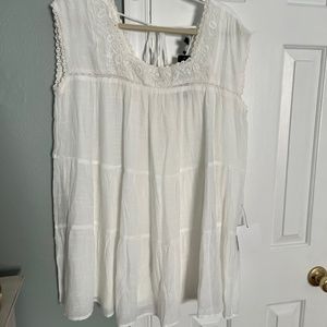 Lulus Sun Lover White Embroidered Lace Tiered Mini Swing Dress